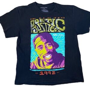 Chemistry Poetic Justice Tupac Acid Wash Black Short‎ Sleeve T Shirt Mens Large